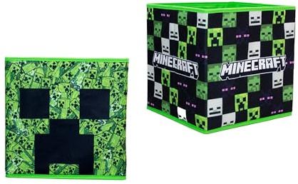 Minecraft Officially Licensed Storage Boxes | 2 pack Foldable Storage Cubes| Perfect For Organising Children's Room, Kids Playroom, 30 x 30cm, Grün