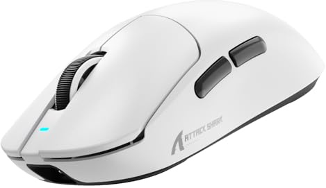ATTACK SHARK X8 PPO 8K Mouse for Large Hand, 55g SUPERLIGHT, PixArt PAW3395PRO Gaming Sensor, BT/2.4G Wireless/Wired, 6 Adjustable DPI up to 40000, 500mAh Battery (White)