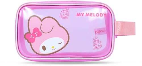 Roffatide Anime Melody Borsa da bagno trasparente Borsa cosmetica portatile in PVC per le donne Ragazze Custodia di trucco olografica impermeabile per il bagno aziendale di viaggio