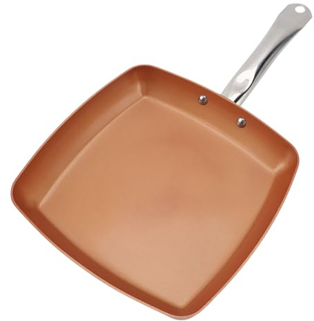 TOPINCN Padella Quadrata, Padella Antiaderente in Alluminio, 24 Cm, Quadrata per Fornelli a Gas, Piani a Induzione, a Induzione per Carne e Verdure