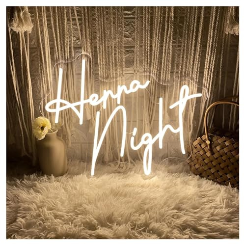 MINGYTN Insegna al Neon LED Insegna Al Neon A Henna Night Dimmerabile, Alimentata Tramite USB, Per Decorazioni Per Matrimoni, Feste Di Addio Al Nubilato Fidanzamenti(UN,45X34cm)