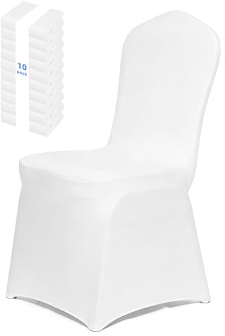 Weiß Stuhlhussen Stretch Spandex Stuhlbezug 10er Set für Esszimmerstühle