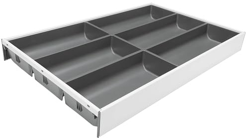 Blum AMBIA-LINE Besteckkasten mit Soft-Touch | Premium Schubladen-Organizer für moderne Küchenschublade & Schrank | schützt, sortiert & ordnet Besteck und Küchenhelfer | Maße: 47×30×5 cm | Weiß/Grau