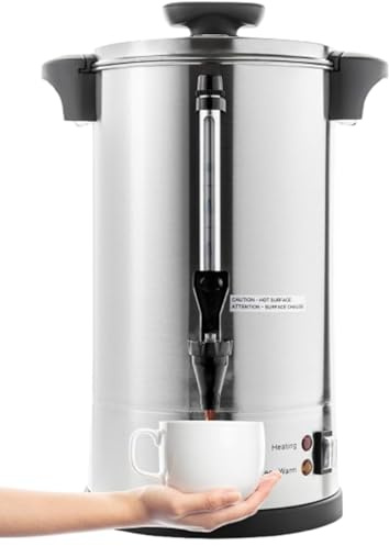 SYBO SR-CP-50B Commercial Grade Stainless Steel Percolate Coffee Maker Hot Water Urn for Catering, 50-Cup 8 L, Metallic