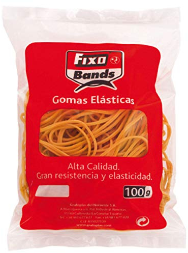 Fixo Bands - Caja Gomas Elásticas, 1.5 mm x 6 cm, 100 Gramos, Caucho, Perfectas para Mantener el Orden