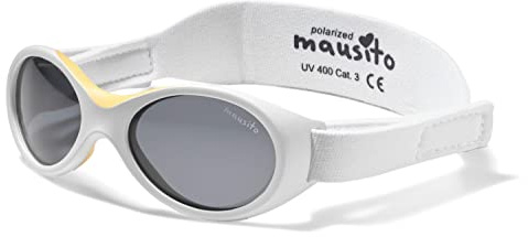 Mausito Baby solglasögon 0–1,5 år biologisk och polerat I jämförbara solglasögon baby pojkar och flickor BPA-fria I 100 % UV-skydd justerbart band och böjlig I europeisk design, Vit orange