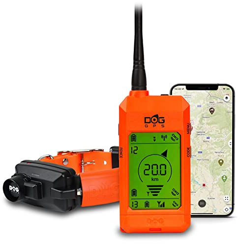 DogTrace GPS X30B Localizador GPS para perros para la caza, hasta 13 perros, con funda, naranja