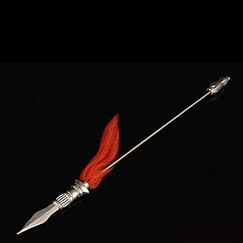 nyyuqi 1/12 Scale 8.26'' Chinese Ancient Sword Red-Tasseled Spear Cold Weapon for 6'' Action Figure Body Custom (Silver)