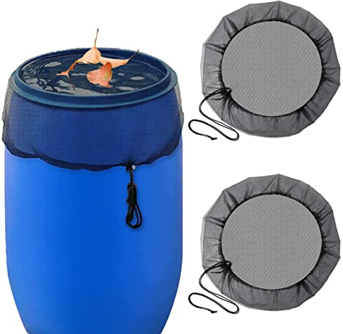Filet pour Citerne de Pluie Housse pour Tonneau de Pluie Ronde Filet de Protection Réglable pour Tonneau de Pluie avec Cordon de Serrage Bâche de Qualité Supérieure 2Pcs(Ø95cm)
