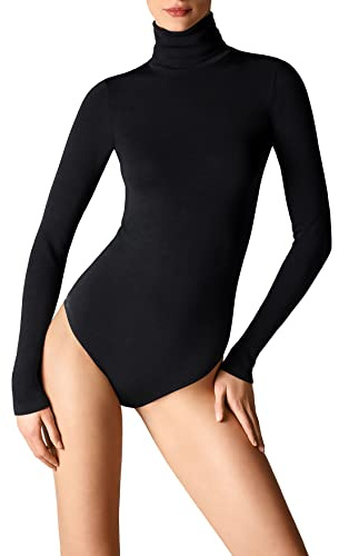 Body Collo Alto Manica Lunga Donna (Nero, XL)