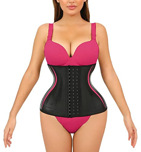 SONSENUT Ceintures Réductrices Femme Double Pression pour Intérieur et Extérieur. Ceintures Colombiennes Différentes Tailles en Latex Body Réducteur Femme pour Améliorer la Figure, Noir , 2