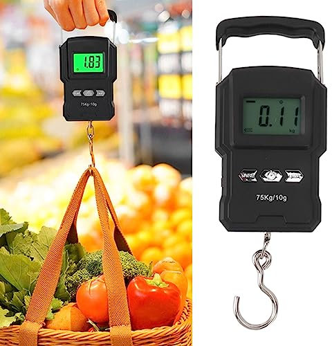Tragbare Elektronische Waage, Gepäckwaage, USB-Aufladung, Angelwaage, 165 Lb, Tragend, Digitale Hängende Fischwaage für Gepäck