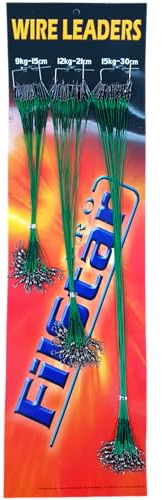 PRO FILSTAR 72 Stück Stahlvorfach Angeln Hecht - 3 größen Stahlvorfächer - Angelvorfächer für Raubfischangeln - Stahlvorfach Set Mit Wirbel & Karabiner - Angelzubehör Set 9kg-15cm/12kg-21cm/15kg-30cm