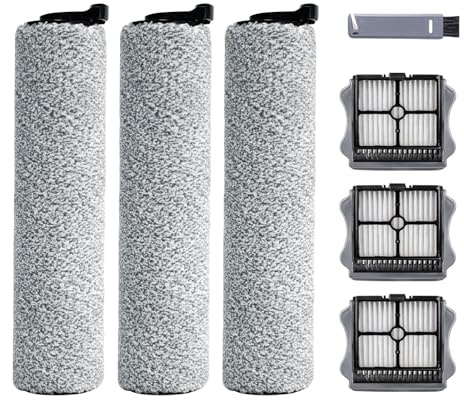 keluke Roller Brush and Filter Replacement Compatible with Tineco iFloor 3/ Floor One S3 Cordless Vacuum Cleaner, Replacement Parts Include 3 Brush Rollers, 3 Filters