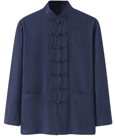 WAZHAKU Chemise en lin pour homme - Veste d'arts martiaux chinois - Uniforme traditionnel - Vêtement d'extérieur pour arts martiaux - Kung Fu, Tai Chi Wushu - Pour homme et femme - Costume Tang -