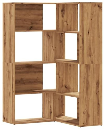 vidaXL Estantería Esquina 4 Niveles Madera Roble Artisan 85x85x140 cm, estantería de Esquina, Vitrina de Esquina, Armario de Esquina