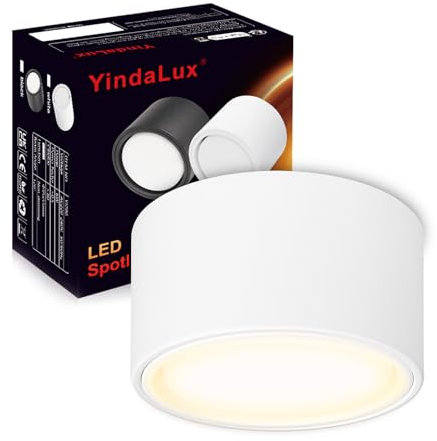 YindaLux Set of 1 LED Surface-Mounted Spotlight 220-240V Diameter 95 x 55 mm Ceiling Light Bulb GX53 6W Warm White 3000K 660LM Ceiling Spotlight LED Spotlight with Large Surface Light