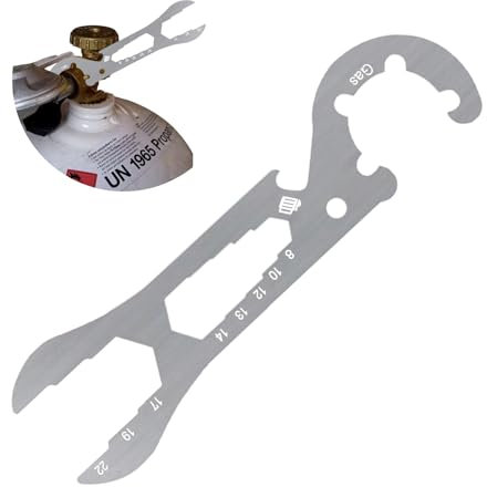 T TAKONE Chiave per bombola di gas in acciaio inox, per bombola di gas propano da 11 kg, con chiave del regolatore del gas e apribottiglie, adatta per esterni (argento)