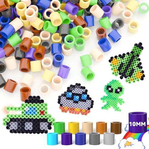 ALYLDSGS Lot de 1500 grandes perles à repasser de 10 mm - Taille XL - Pour enfants à partir de 3 ans - Kit de recharge de perles de bricolage (10 couleurs multicolores)