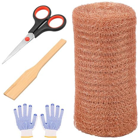 12,7 x 6 m, protezione anti-lumache con forbici, pala, guanti, rete di rame, rotolo di rete in rame, sicuro antiruggine, filo di rame contro lumache, rete di metallo, protezione in rame