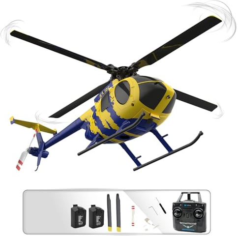 Tiodei RC ERA C184 MD500 Remote Control Helicopter with Gyro & Optical Flow – 4CH Flybarless RC Helicopter with Altitude Hold, One-Key Takeoff, Outdoor Flying Toy for Adults & Beginners (2 Battery