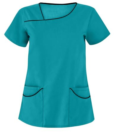 Scrub Tops for Women UK Medical Uniforms & Scrubs V Neck Tee Short Sleeve Classic Workwear Nurses Shirts Doctor Hospital Health Carers Healthcare Medical Uniform Beauty Tunic Tops with Pockets