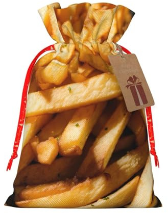 Bolsas de regalo de Navidad con cordón de impresión de comida rápida, saco festivo de Navidad, fiesta de cumpleaños, embalaje de regalo