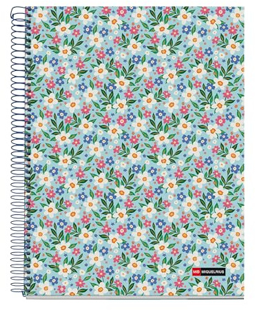 Miquelrius - Cuaderno A4 Cuadriculado 5 mm, Sweet Soul | 120 Hojas Microperforadas, Papel Opaco 70 g/m², 4 Colores Multiasignatura, Tapa Dura, Espiral, 4 Taladros para Archivar