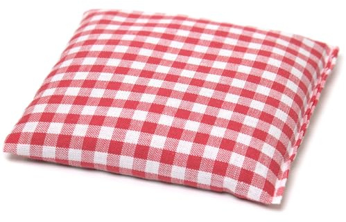 Cojín de semillas 12x12cm rojo y blanco | Saco térmico | Pequeña almohada térmica | Pepitas de uva