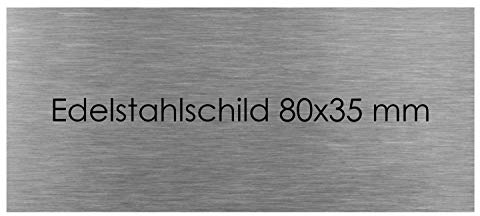 Türschild Edelstahl mit Lasergravur Namenschild Schild selbstklebend Büroschild (80 X 35 mm) Klingelschild Klingelplatte Briefkastenschild Briefkasten
