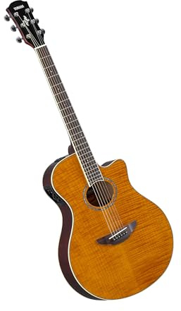 YAMAHA APX600FM Chitarra Elettroacustica – Top in Acero Fiammato, Corpo Sottile, Scala 25”, Pickup System65, EQ, Accordatore Integrato – Amber