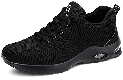 Lightweight Safety Shoes Men Women Steel Toe Cap Breathable Protective Work Trainer Shoes Black