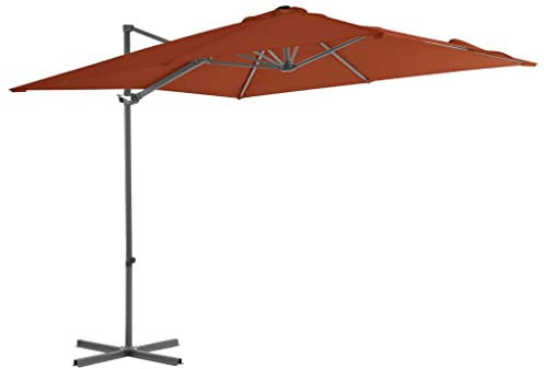 vidaXL Ampelschirm mit Stahlmast Lüftung Kurbelsystem Sonnenschirm Gartenschirm Marktschirm Strandschirm Kurbelschirm Terrakotta-Rot 250x250cm