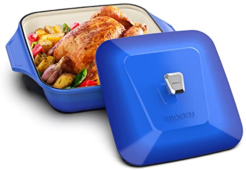 Dutch Oven, imarku 5 Quart Braiser Pan Nonstick Heavy Duty Enameled Cast Iron Dutch Oven Pot, Oven Safe Up To 550°F, Enamel Coating, Nonstick Easy to Clean