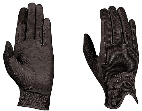 Dublin - Guantes de Montar Diseño Purpurina de Piel de Cabra (L) (Negro)