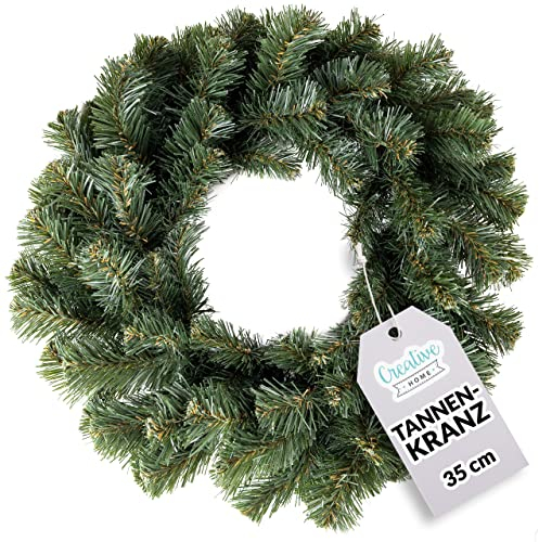 Creative Home Tannenkranz künstlich Türkranz Weihnachtskranz Grün | Durchmesser 35 cm | Kranz für Tür, Wand, Tisch | Adventskranz für Innen und Außen | DIY Dekoration Deko Weihnachtsdeko