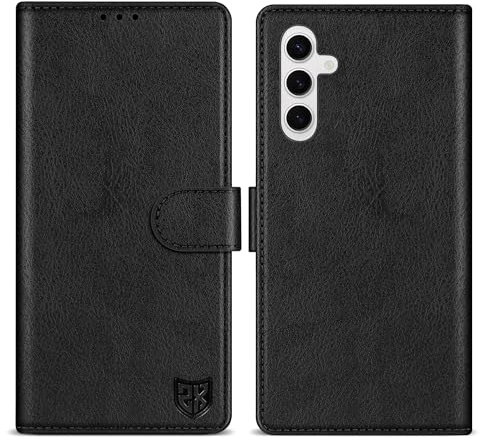 ZZXX for Samsung Galaxy S23 FE Wallet Case with [RFID Blocking] Card Slot Kickstand Magnetic Closure Leather Flip Fold Protective Phone Case for Galaxy S23 FE 5G Case Wallet(Black-6.4 inch)