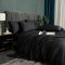 Luofanfei Bambus Bettwäsche 155x220 cm Schwarz Sommer Kühlende Uni Bambusfasern Lyocell Glänzend Bettwäsche Set Atmungsaktiv Bamboo Luxus Muster Bettbezug Einzelbett und Kissenbezüge 80x80 cm