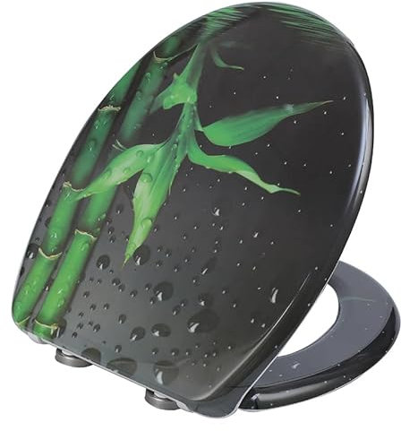 Premium WC-Sitz Toilettensitz mit Absenkautomatik, YOTOREE Toilettendeckel, O Form Duroplast Klodeckel mit Verstellbaren Scharnieren, Quick-Release Funktion für einfach Reinigung, Bambus