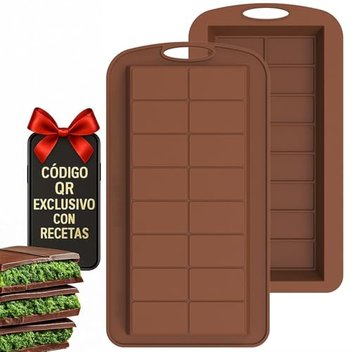 My Royale® - 2 piezas, molde chocolate dubai, moldes para hacer chocolate, de Regalo un QR exclusivo con Recetas Gourmet, moldes reposteria, molde turrón, silicona libre de BPA.