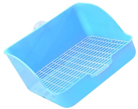 Artibetter Caja para Orinar Mascotas para Conejos y Cobayas Bandeja Entrenamiento con Rejilla Extraíble Fácil Limpieza para Animales Pequeños como Hurones y Chinchillas Color Azul