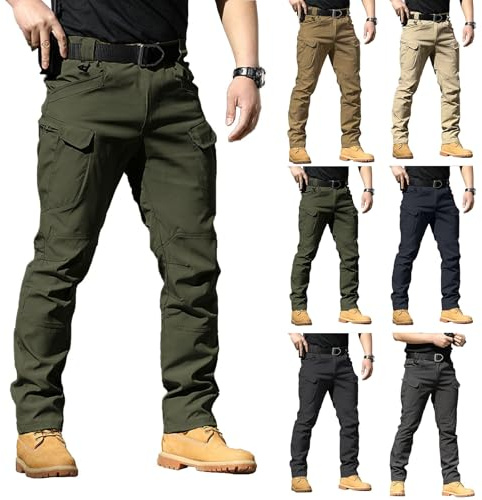 Generisch Pantalones de trabajo impermeables para hombre, pantalones de senderismo ligeros con bolsillos laterales, antidesgarros, tácticos, con múltiples bolsillos