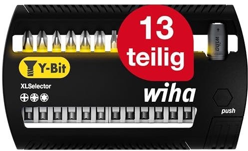 Wiha Bit Set XLSelector Y-Bit 13-tlg. I 50 mm PH, Pozidriv, TORX 1/4 E6,3 I magnetischer Bithalter I Impact- & Schlagschrauber geeignet (41834)