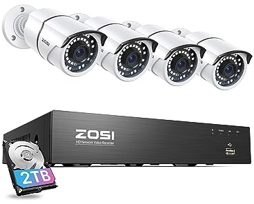 ZOSI 5MP PoE Außen Überwachungskamera Set 8CH 5MP 2TB HDD NVR Plus 4X 5MP Videoüberwachung IP PoE Kamera Set 36M IR Nachtsicht