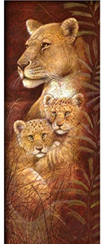 ParNarZar Diamond Painting Mutter Löwe und Zwillinge Gross 40x105cm Ganzes Bild Geklebt 5D Runde Steine Mosaikherstellung Kunsthandwerk für Treppe Dekoration