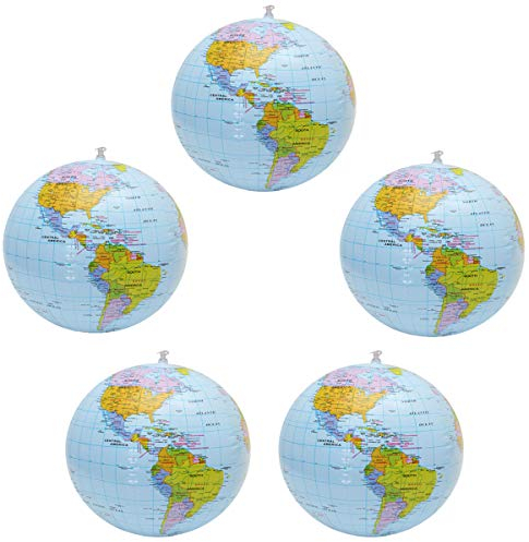 YuChiSX 5 Stück Aufblasbare Globe PVC World Globe aufblasbar Earth Beach Ball für Strand Spielen oder Lehre, ideal für Strand, Pool, Geburtstagsfeiern，Wissenschaft Geographie Bildung