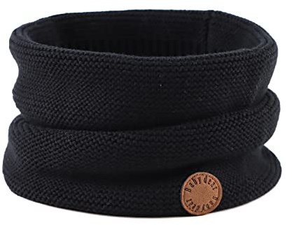 Peecabe Baby Boys Knitted Scarves Warm Toddler Girl Infinity Scarf Kids Soft Chunky Neck Warmer for Fall Winter (Black)