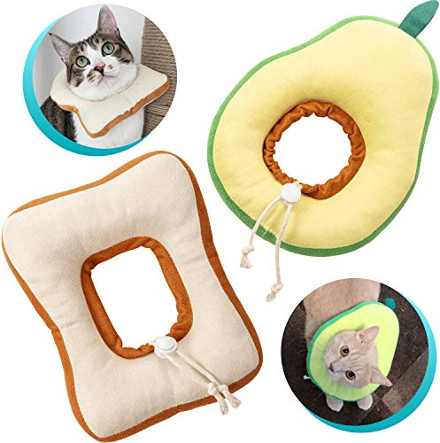 Frienda 2 Collares Ajustables para Gatos Elizabeth, Collar de Cono de Cuello de Tostada, Collar de Cono Ajustable con Borde Suave para Gatitos y Gatos