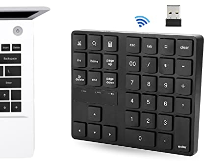 Plyisty Tastiera numerica wireless, tastierino numerico portatile ultra sottile Tastiera USB Mini tastiera 2.4G USB, per notebook PC desktop portatile