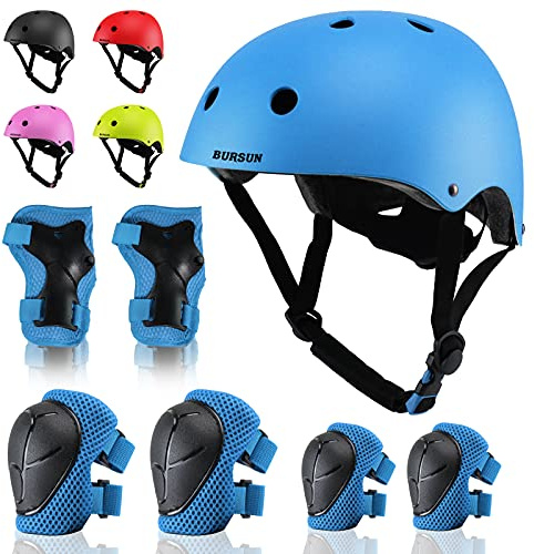 Kids Bike Helmet Adjustable Toddler Helmets for Kids 2-3-5-8/8-14 Years with Knee Elbow Wrist Pads for GirlsBoys Youth Skateboard Bicycle Helmet for Scooter Roller Skating Balance Bike